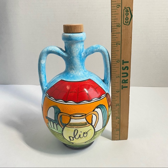 NINO PARRUCCA Hand Painted Ceramic Two Handle Oil Decanter Pitcher Made in Italy - Picture 4 of 13